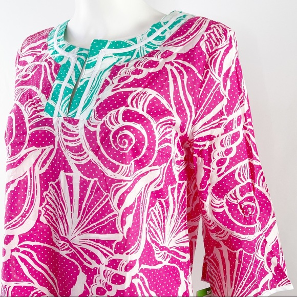 NEW Lilly Pulitzer Pink Shell Print Clammies & Jammies Nightshirt Dress Size S - Picture 6 of 10